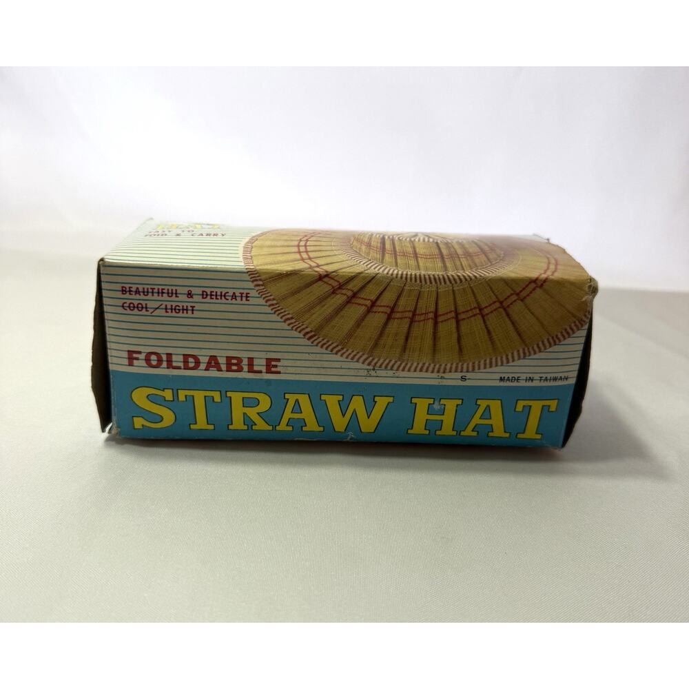 Vtg Foldable Straw Bucket Hat Beach Sun 60s 70s S-521 NOS Rare Unworn